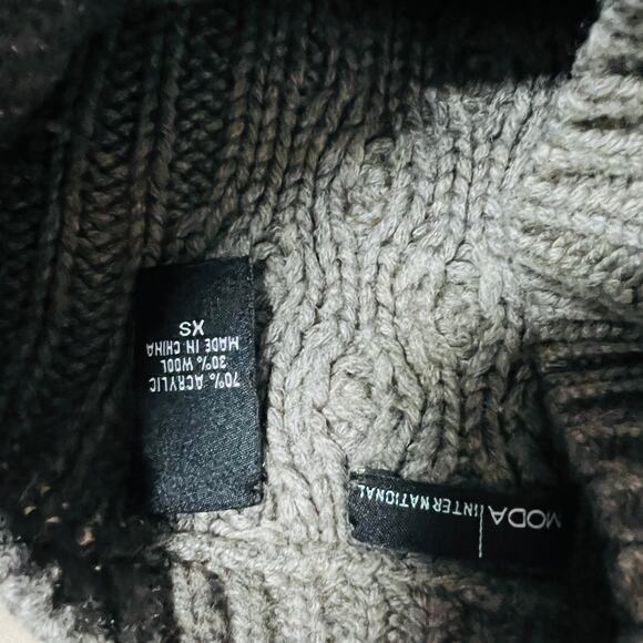 Moda International Y2K Cable Knit Wool BLend Sweater Dress Knee Length Olive- XS - Picture 4 of 6